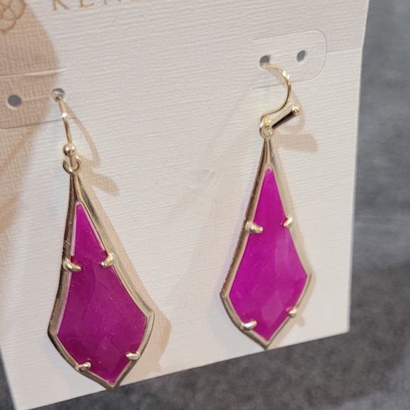 NWT Kendra Scott Faceted Earrings Purple Jade and Gold . So pretty! - Picture 4 of 9